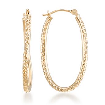 GOLD LUXE® 10k Diamond Cut Twisted Figure Eight Oval Hoop Earrings