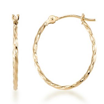 GOLD LUXE® 10k Gold High Polished Twisted Oval Hoop Earrings