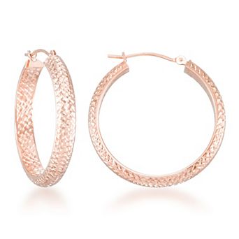 GOLD LUXE® 14k Full Inside/Out Diamond Cut Round Hoop Earrings
