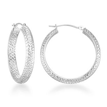 GOLD LUXE® 10k Full Inside/Out Diamond Cut Round Hoop Earrings