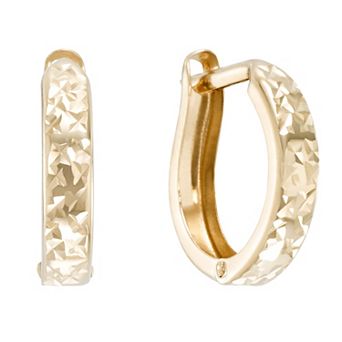 GOLD LUXE® 10k Diamond Cut Petite Huggie Hoop Earrings