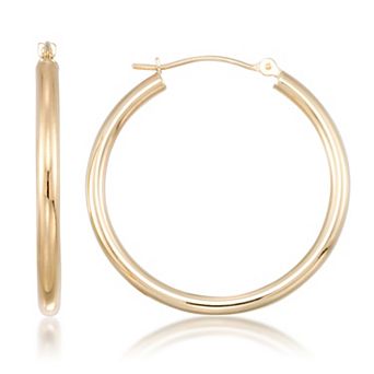 GOLD LUXE® 10k High Polished Round Hoop Earrings