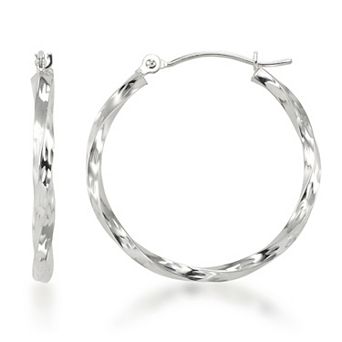 GOLD LUXE® 10k Diamond Cut Twisted Round Hoop Earrings