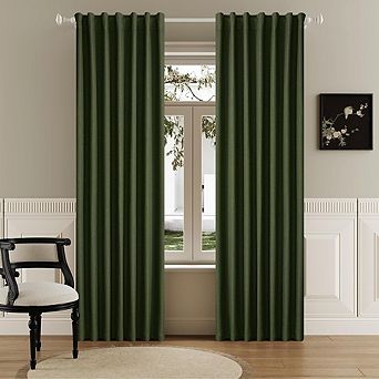 Linen Blackout Curtains, Heat Blocking, Rod Pocket Back Tab Pleated Drapes