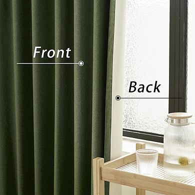 Linen Blackout Curtains, Heat Blocking, Rod Pocket Back Tab Pleated Drapes