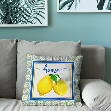 Lemon Pillow Cases Blue Cyan Burlap Farmhouse Spring Summer Decor