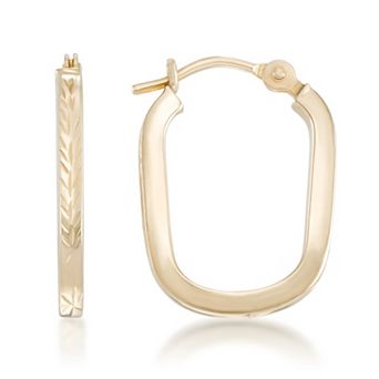 GOLD LUXE® 10k Gold Diamond Cut Rectangular Hoop Earrings