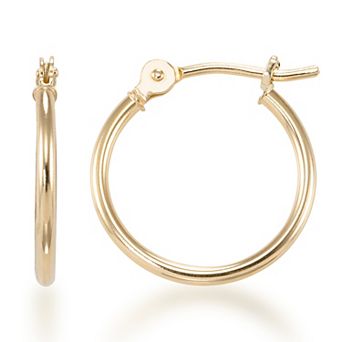 GOLD LUXE® 14k Gold High Polished Thin Petite Round Hoop Earrings