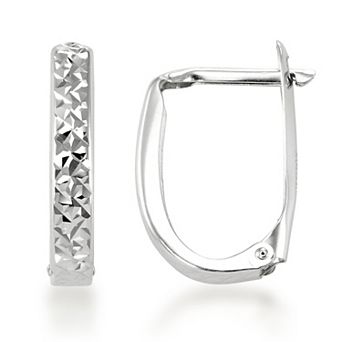 GOLD LUXE® 14k Diamond Cut Petite Oval Huggie Hoop Earrings