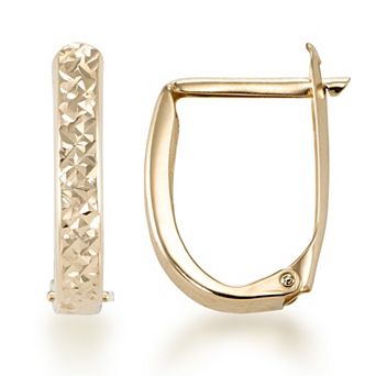 GOLD LUXE® 10k Diamond Cut Petite Oval Huggie Hoop Earrings