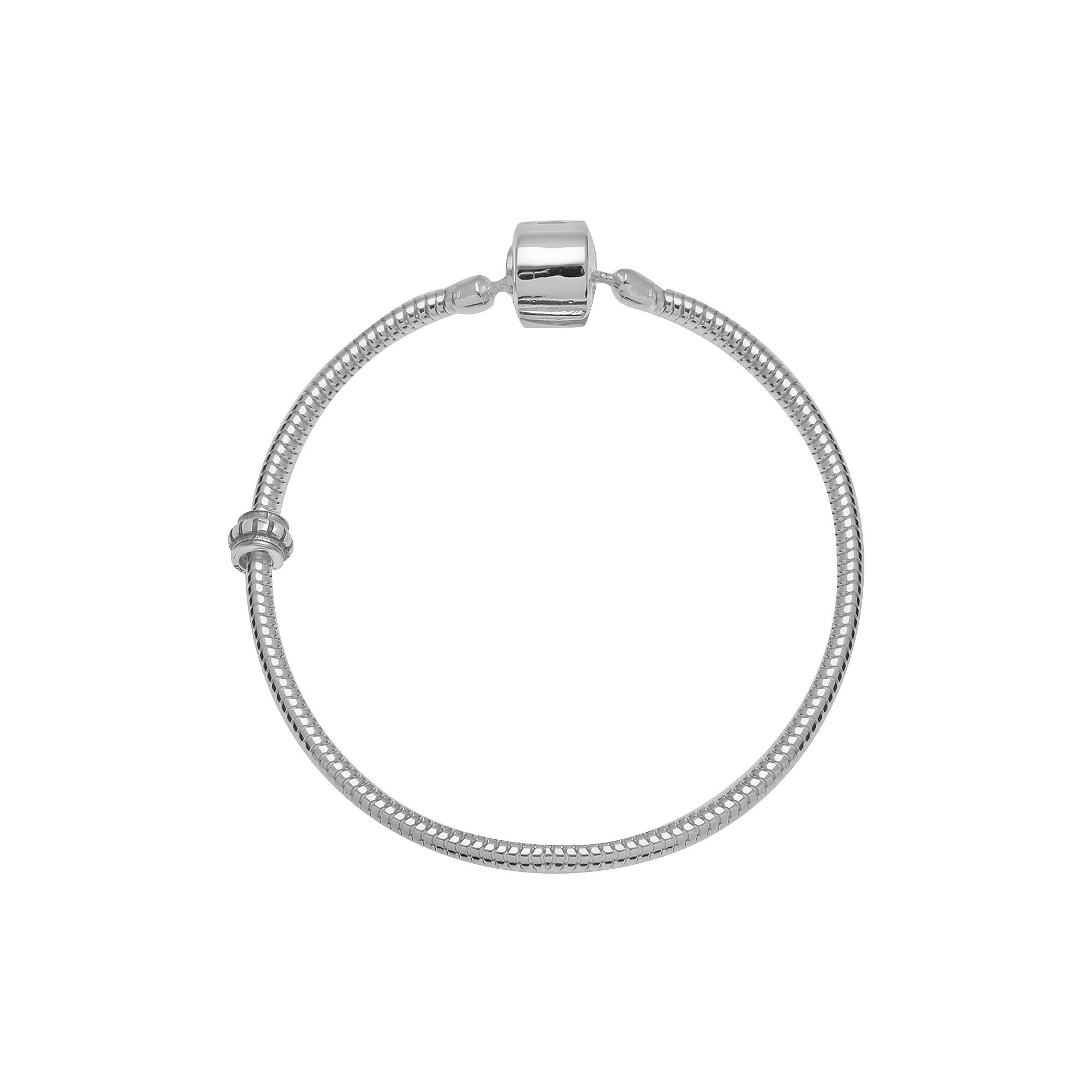 Individuality Beads Sterling Silver Snake Chain Bracelet & Stopper Bead Set