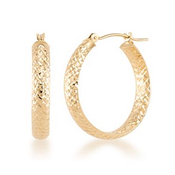 GOLD LUXE® 10k Gold Full Inside Out Diamond-Cut Round Hoop Earrings