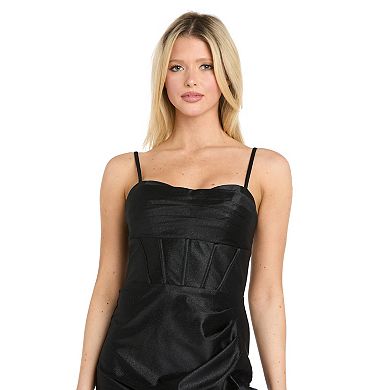 Juniors' Morgan and Co Corset Bodice Satin Jersey Gown