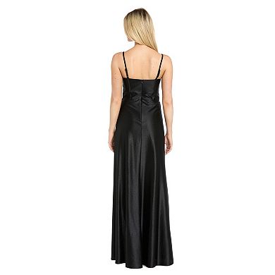 Juniors' Morgan and Co Corset Bodice Satin Jersey Gown