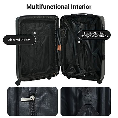 WOW PIONEER 7-Piece Lightweight ABS Luggage Set with Spinner Wheels and TSA Lock