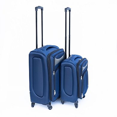 WOW PIONEER Two-Piece Softside Luggage Set with Spinner Wheels and Adjustable Handle