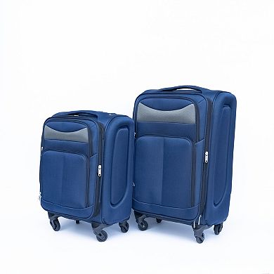 WOW PIONEER Two-Piece Softside Luggage Set with Spinner Wheels and Adjustable Handle