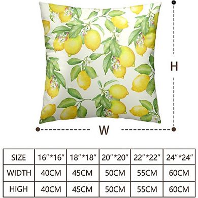Lemon Pillow Covers Set of 2, Watercolor Fruit Farmhouse Cushion Decor