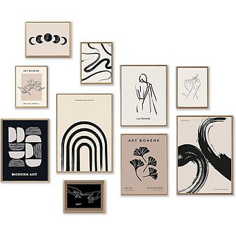 Minimalist Boho Wall Art Print Set of 10 Abstract Line Art Home Decor