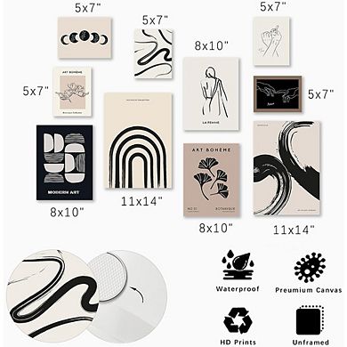 Minimalist Boho Wall Art Print Set of 10 Abstract Line Art Home Decor
