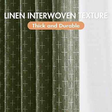 Linen Blackout Curtains, Geometric Back Tab Window Drapes