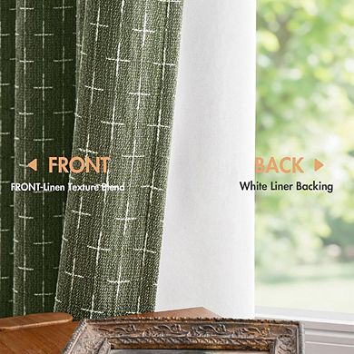 Linen Blackout Curtains, Geometric Back Tab Window Drapes