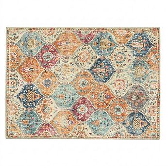 Moroccan Trellis Washable Entryway Rug Non Slip Thin Indoor Door Mat