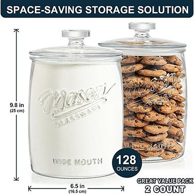 Large Glass Cookie Jar Set with Airtight Lids, Pantry Storage Canisters