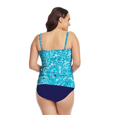 Plus Size Mazu Swim Wrap Front Tankini Top