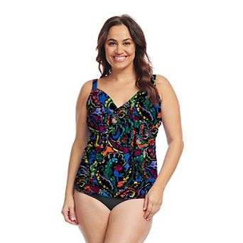 Plus Size Mazu Swim Wrap Front Tankini Top