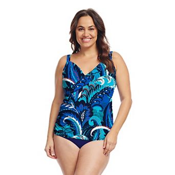 Plus Size Mazu Swim Wrap Front Tankini Top