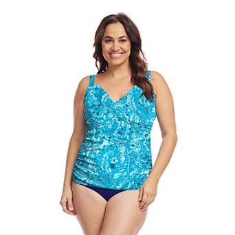 Plus Size Mazu Swim Wrap Front Tankini Top