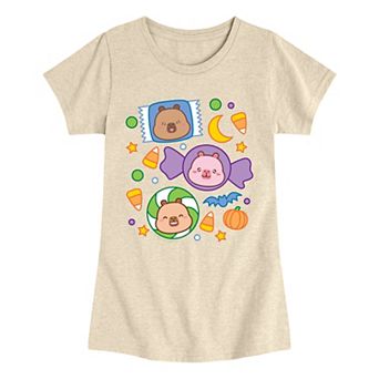 Girls 7-16 CapyFun Capybara Halloween Candies Graphic Tee