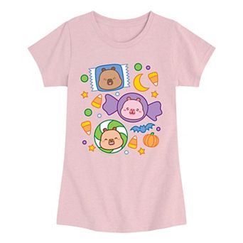 Girls 7-16 CapyFun Capybara Halloween Candies Graphic Tee