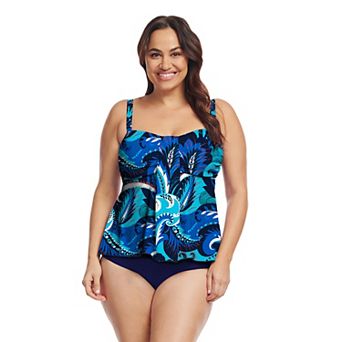 Plus Size Mazu Swim Drape Bandeau Tankini Top