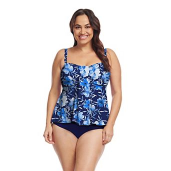 Plus Size Mazu Swim Drape Bandeau Tankini Top