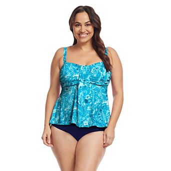 Plus Size Mazu Swim Drape Bandeau Tankini Top