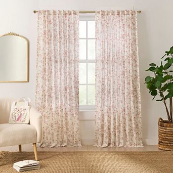 Peri Confetti Floral 2 pc Curtain Panel Set with Tote Bag