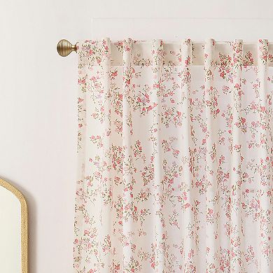 Peri Confetti Floral 2-Piece Curtain Panel Set with Tote Bag