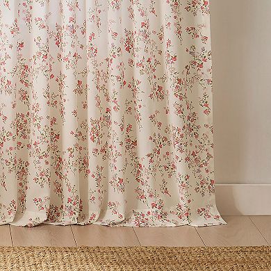 Peri Confetti Floral 2-Piece Curtain Panel Set with Tote Bag