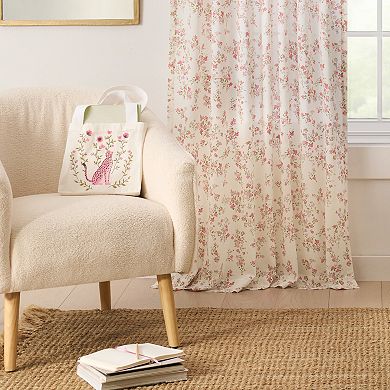 Peri Confetti Floral 2-Piece Curtain Panel Set with Tote Bag