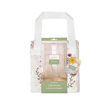 Peri Confetti Floral 2-Piece Curtain Panel Set with Tote Bag