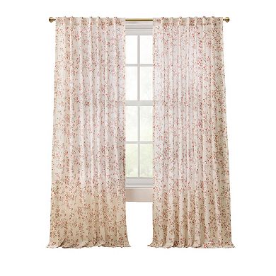 Peri Confetti Floral 2-Piece Curtain Panel Set with Tote Bag