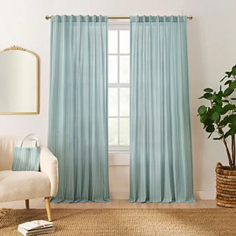 Peri Marina Stripe 2 pc Curtain Panel Set with Tote Bag