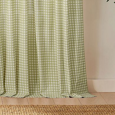 Peri Gingham 2-Piece Window Curtain Panel Set with Tote Bag