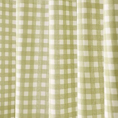 Peri Gingham 2-Piece Window Curtain Panel Set with Tote Bag