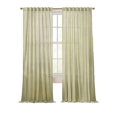 Peri Gingham 2-Piece Window Curtain Panel Set with Tote Bag