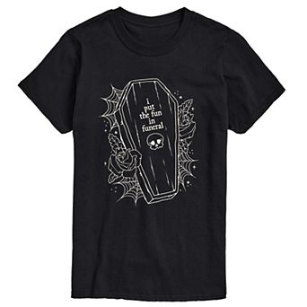 Big & Tall I Put The Fun In Funeral Coffin Graphic Tee