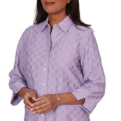 Women's Alfred Dunner Grand Bazaar Box Textured Button Front Top