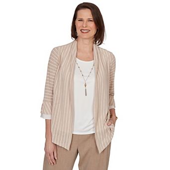 Women's Alfred Dunner Grand Bazaar Vertical Stripe Two in One Top with Necklace